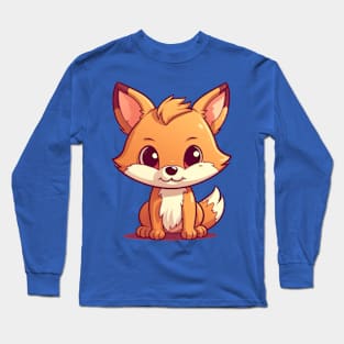 Cute Cartoon Fox transparent background Long Sleeve T-Shirt